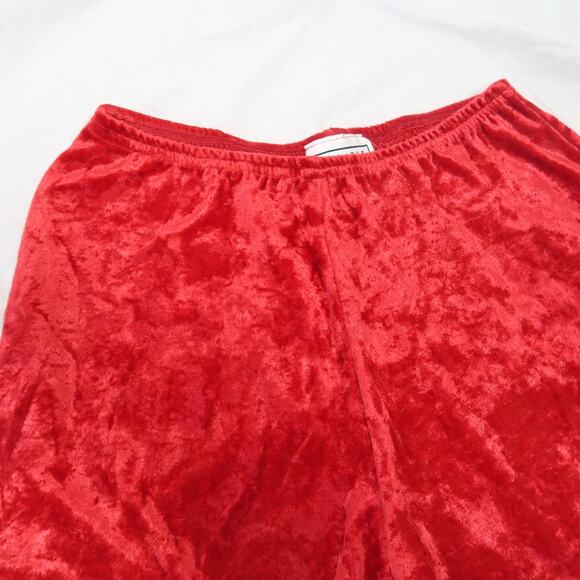 Vintage 90s In Charge Red Crushed Velvet Tap Shorts S - Picture 2 of 5